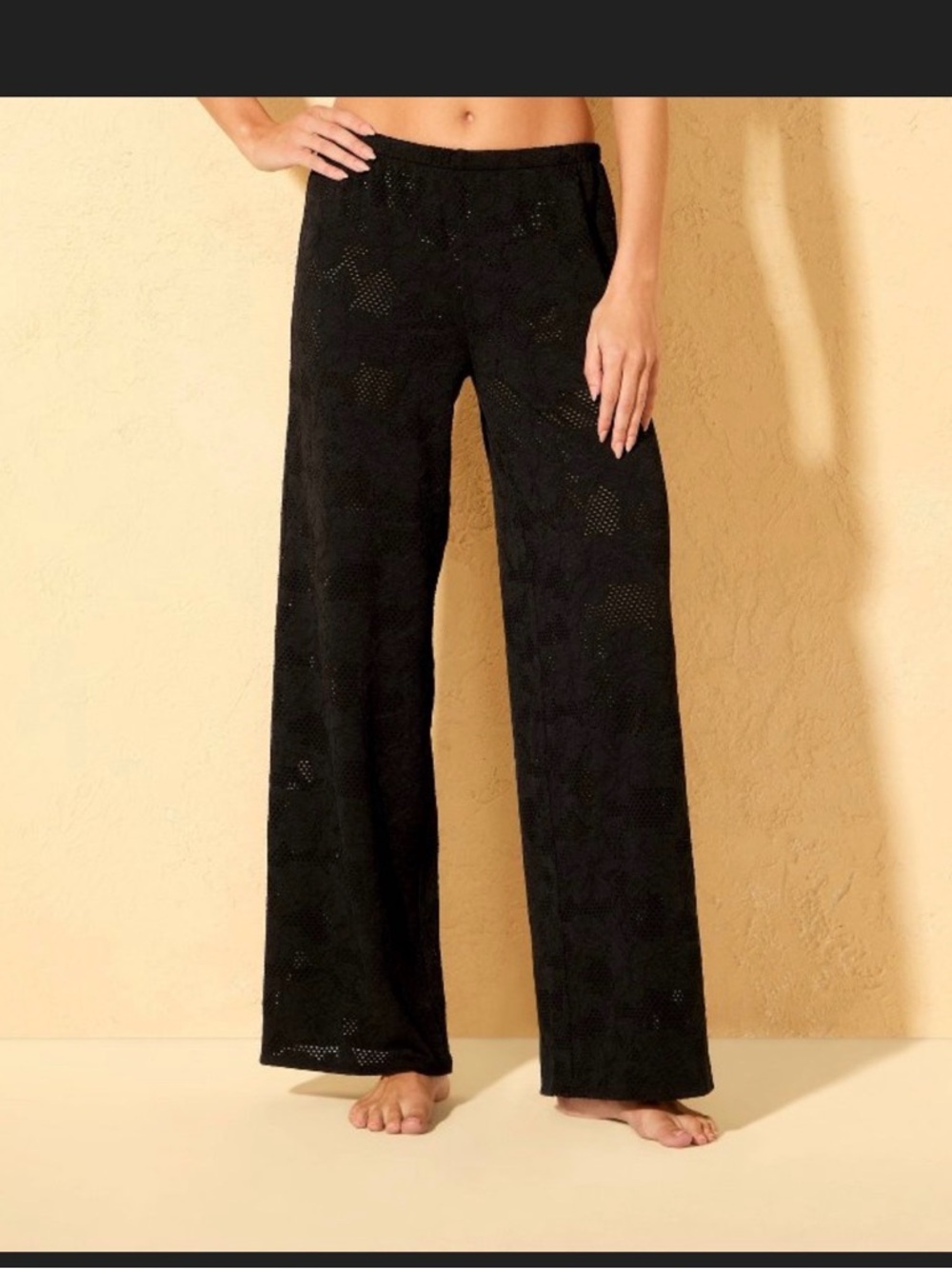 NWT Shade & Shore Black Crochet Wide-Leg Pants